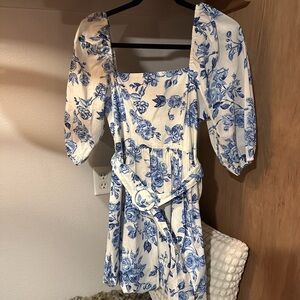 River Island Blue and White Floral Mini Dress